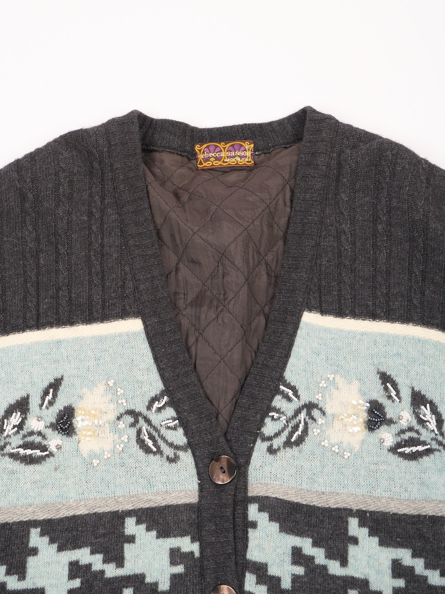 Cardigan foderato con paillettes Rebecca Sasson